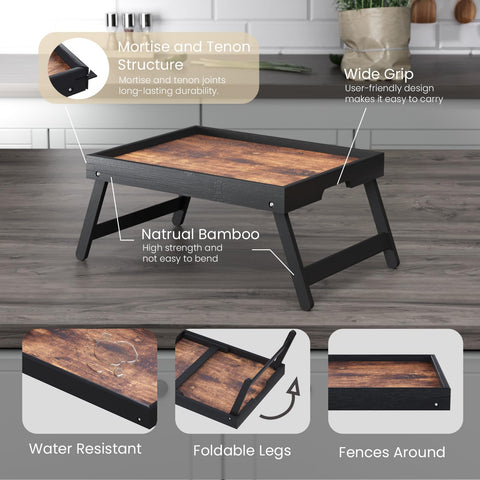 Fibogollo black and brown contrast tray for durable bedside use.