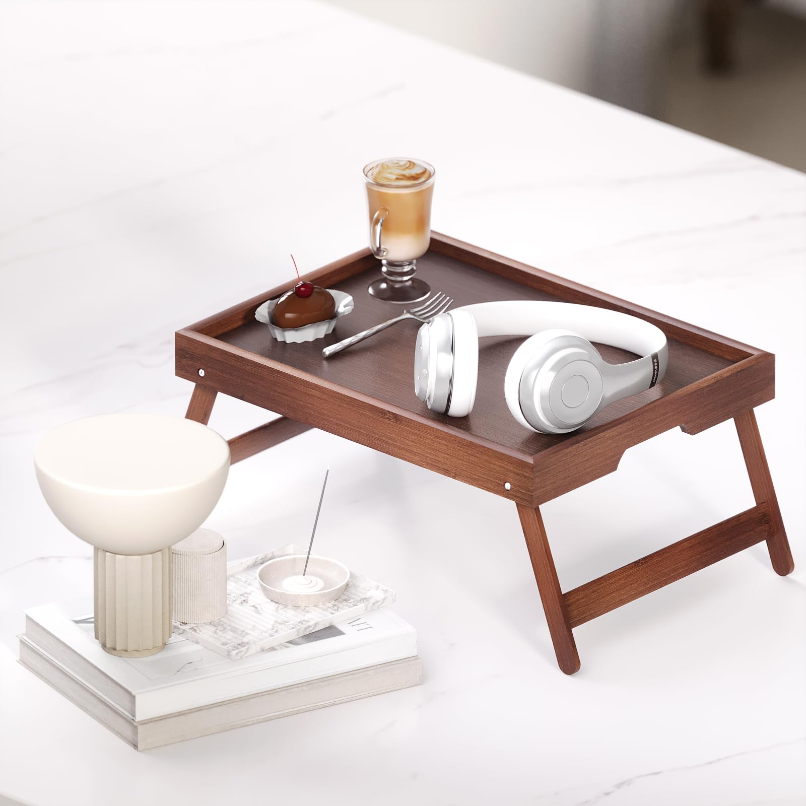 Fibogollo laptop-friendly bed tray provides stable surface for work from home.