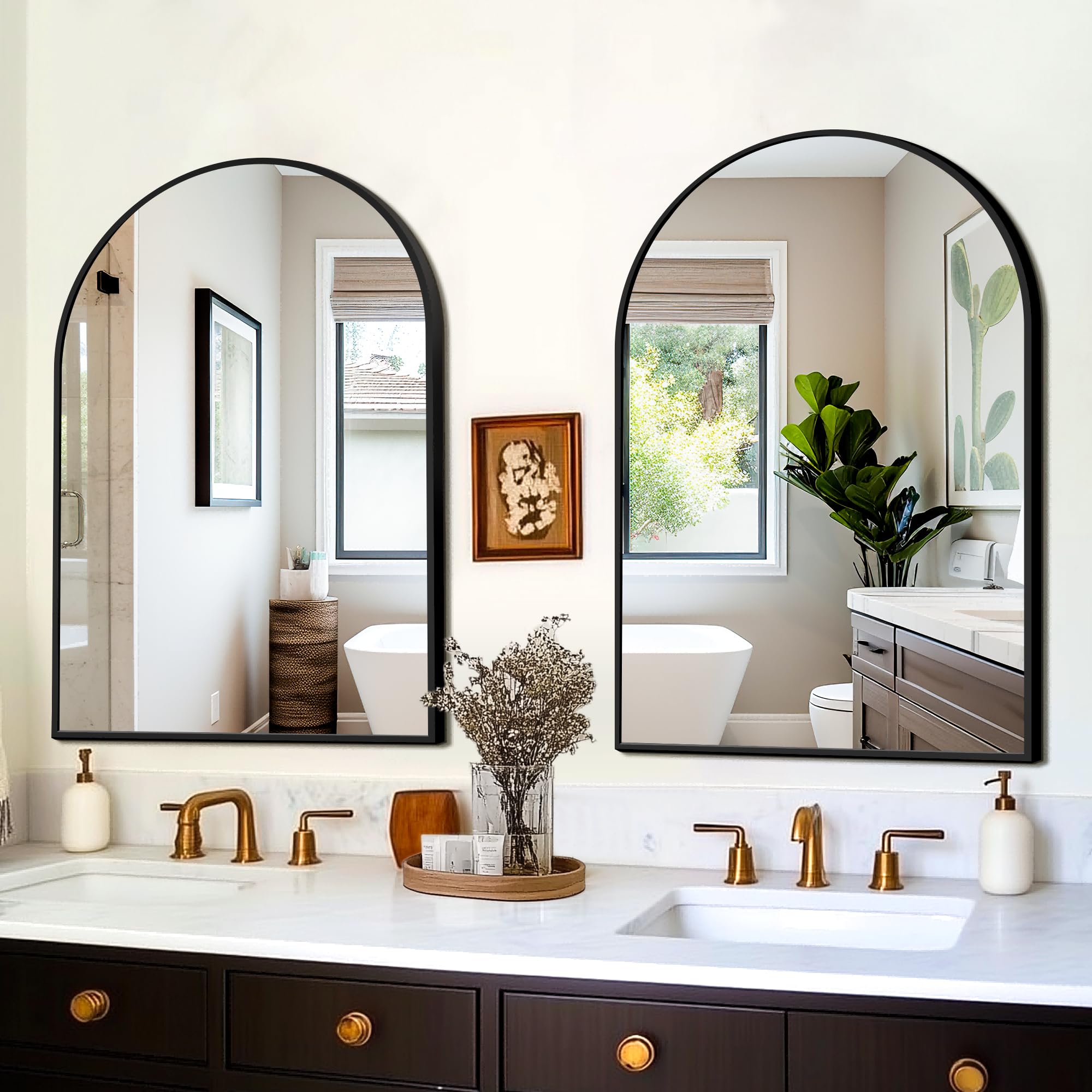 FICTOR mirrors placed in entryway or living room with a modern silhouette