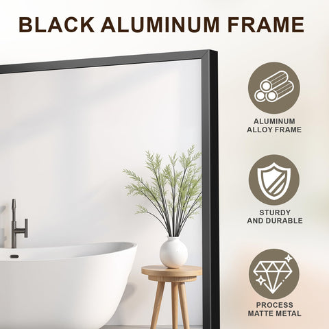 FICTOR rectangle mirror in a modern bathroom setting enhances grooming.