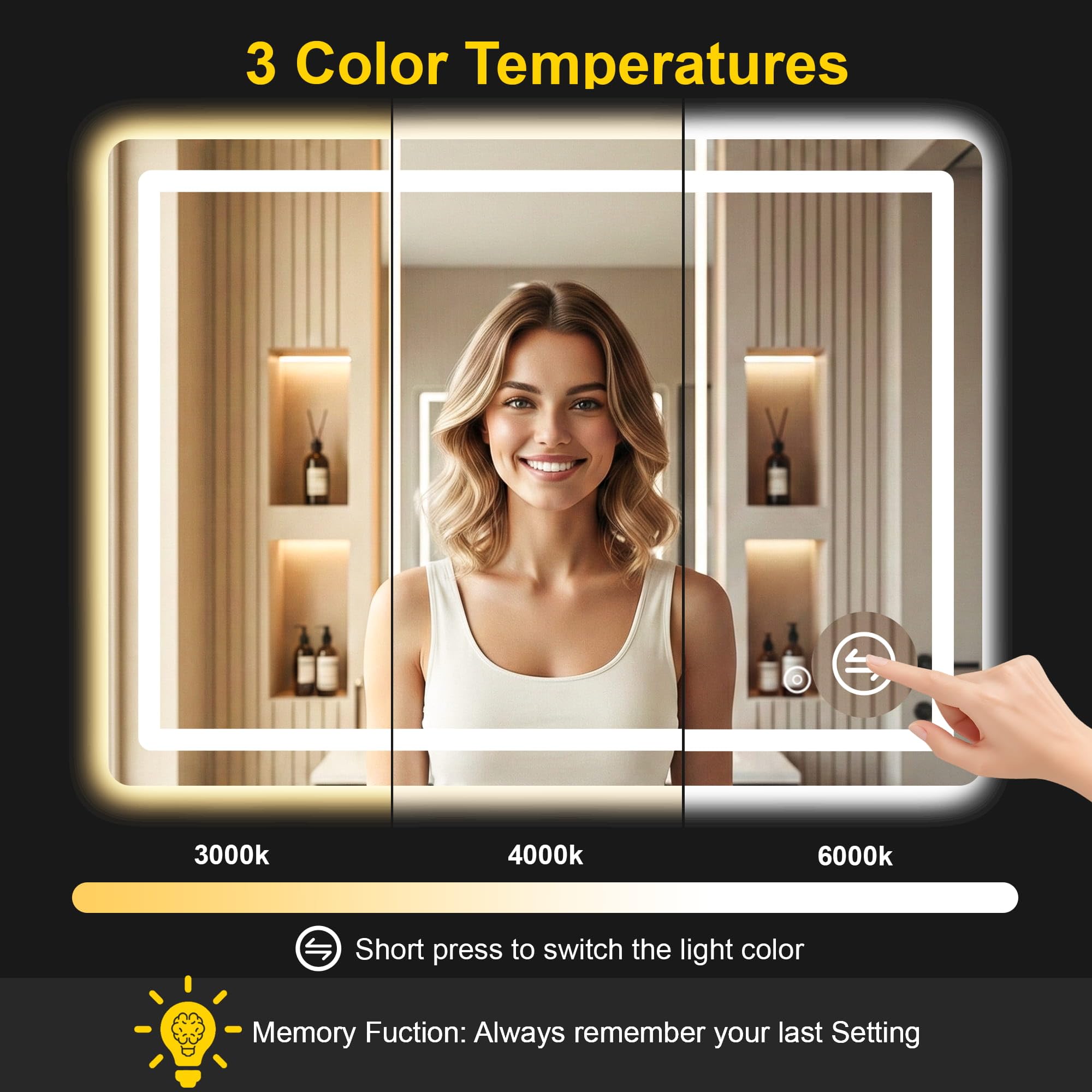 FICTOR memory function recalls the last brightness and color setting.