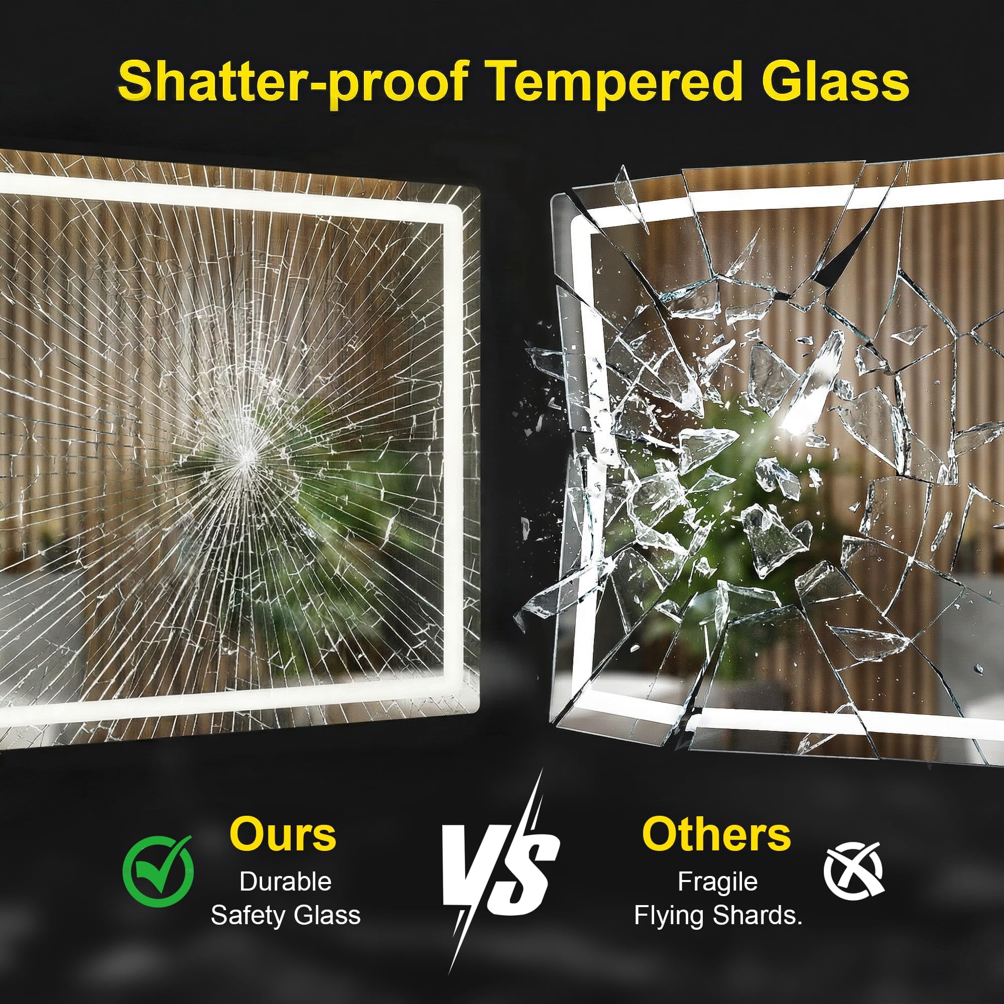 FICTOR shatterproof tempered glass increases safety and durability.