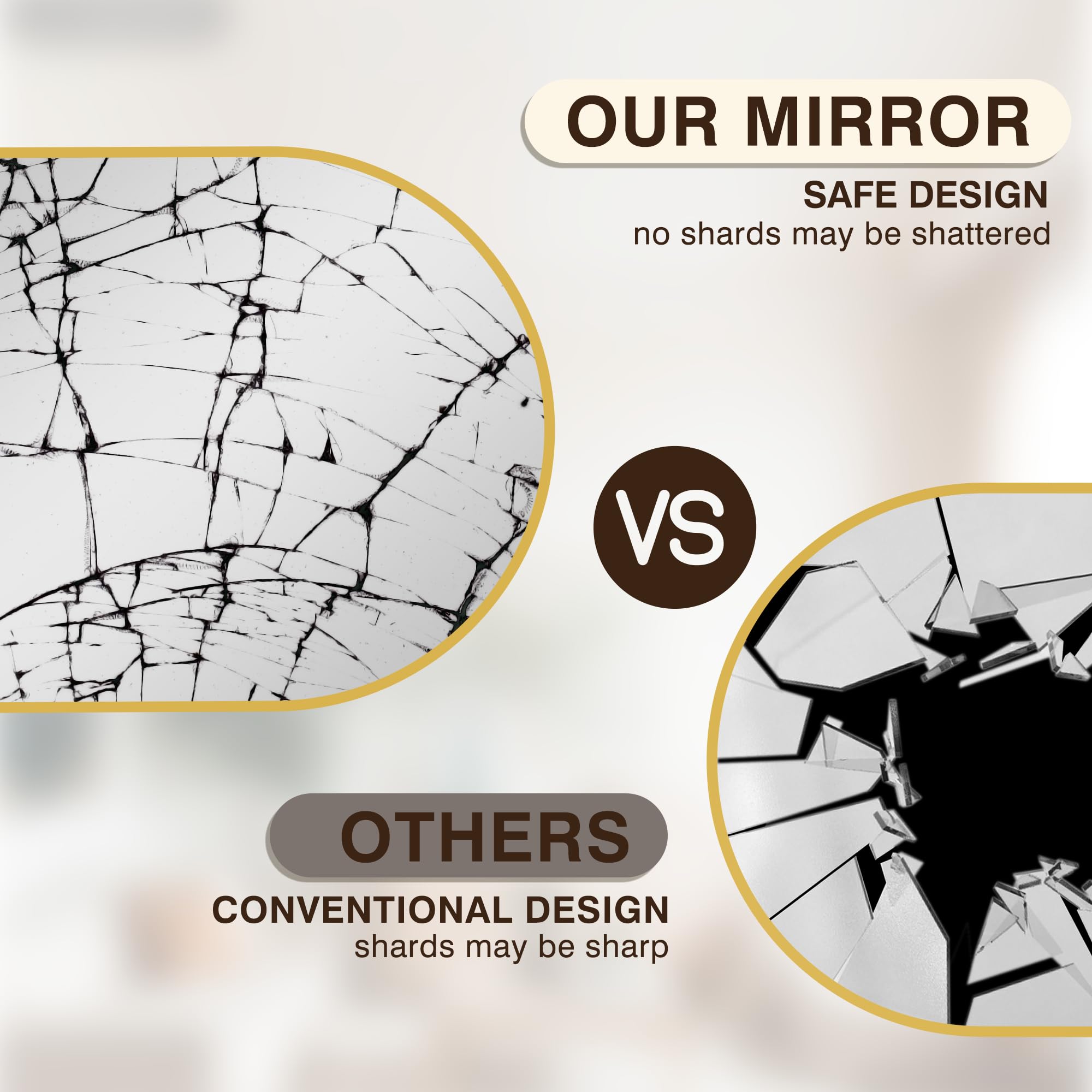 FICTOR versatile gold mirrors suitable for various rooms and styles