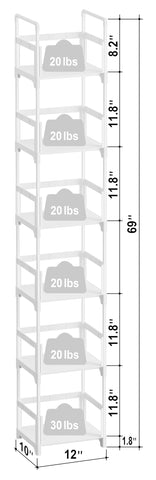 FIDUCIAL HOME tall 69-inch bookshelf displaying books on sturdy shelves.