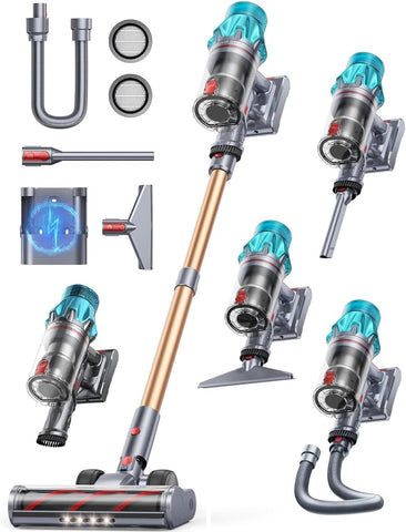 Fieety cordless vacuum with 650W suction powers deep cleaning on floors.