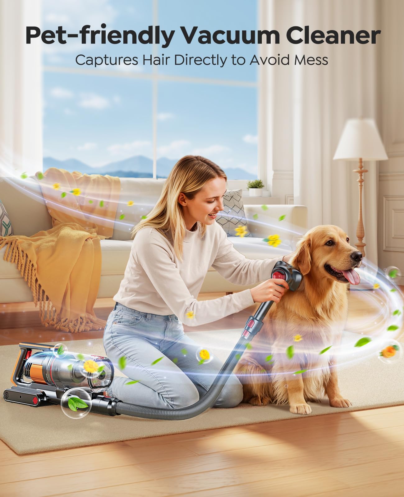 Fieety Ultra10 3.3ft hose extends reach for stairs and car interiors.