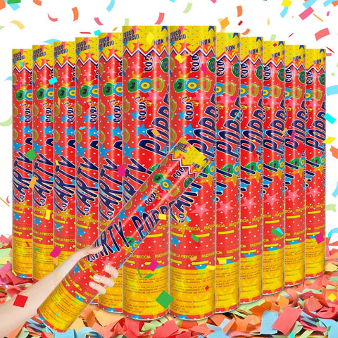 FIEKEICC confetti cannon multicolor 12inch in action for a vibrant celebration