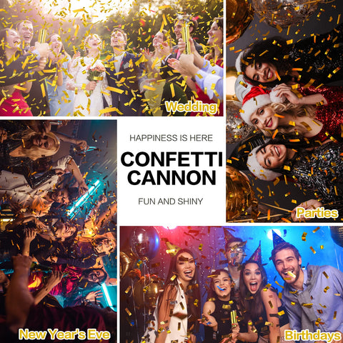FIEKEICC wedding and party pops add glamour to celebrations with gold confetti.