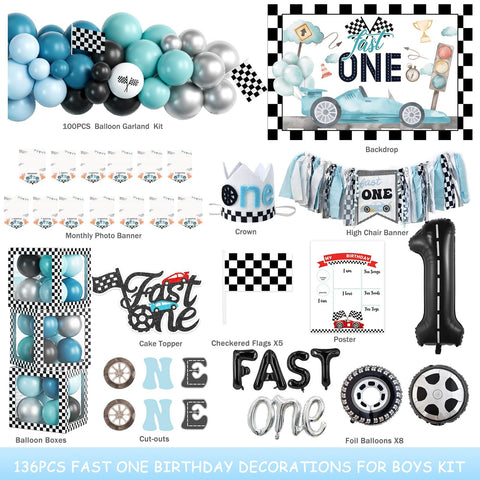 Fiesec Fast One balloon banner and balloons to boost the race theme