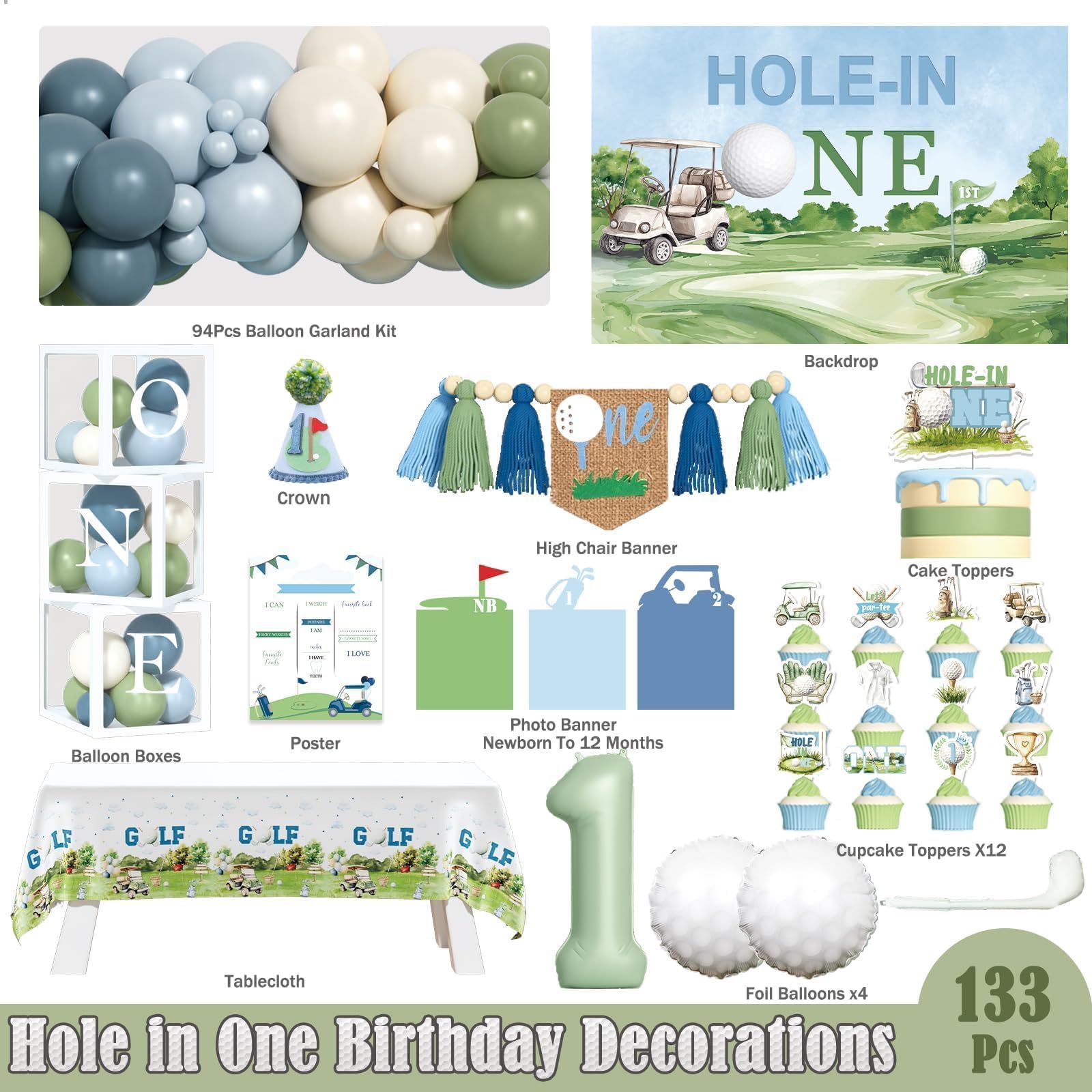 Fiesec Hole in One number-one foil balloon marks milestone moments with bold focal point.