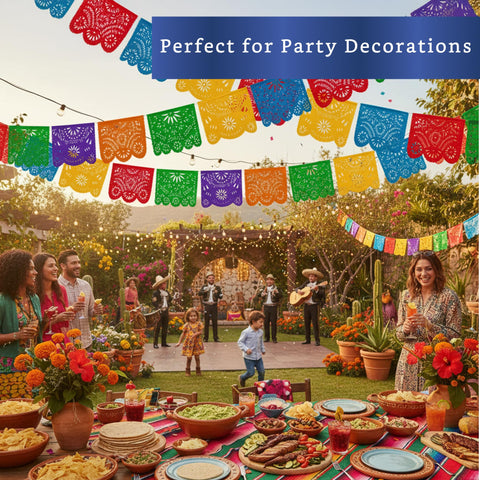 Fiesta Wraps colorful long banner highlighting 18.4 ft total length for large events