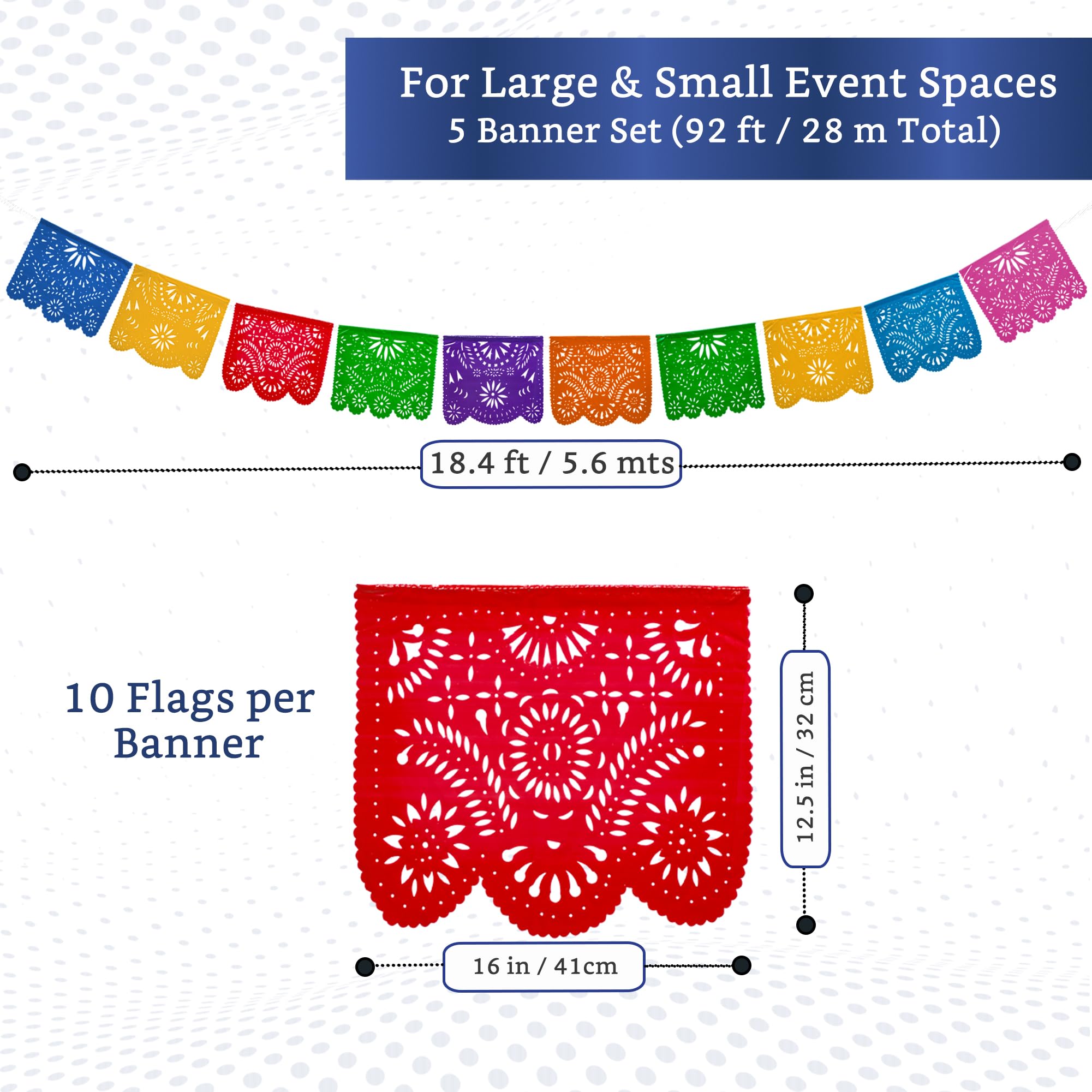 Fiesta Wraps cut-paper banner closeup showing intricate designs for festive spaces
