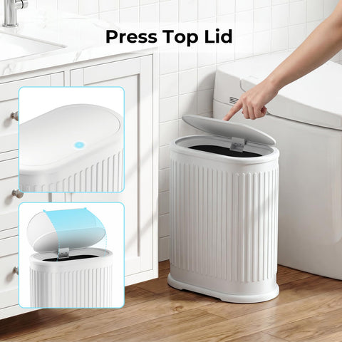 Figella press-top lid enables quiet, one-handed use in small rooms