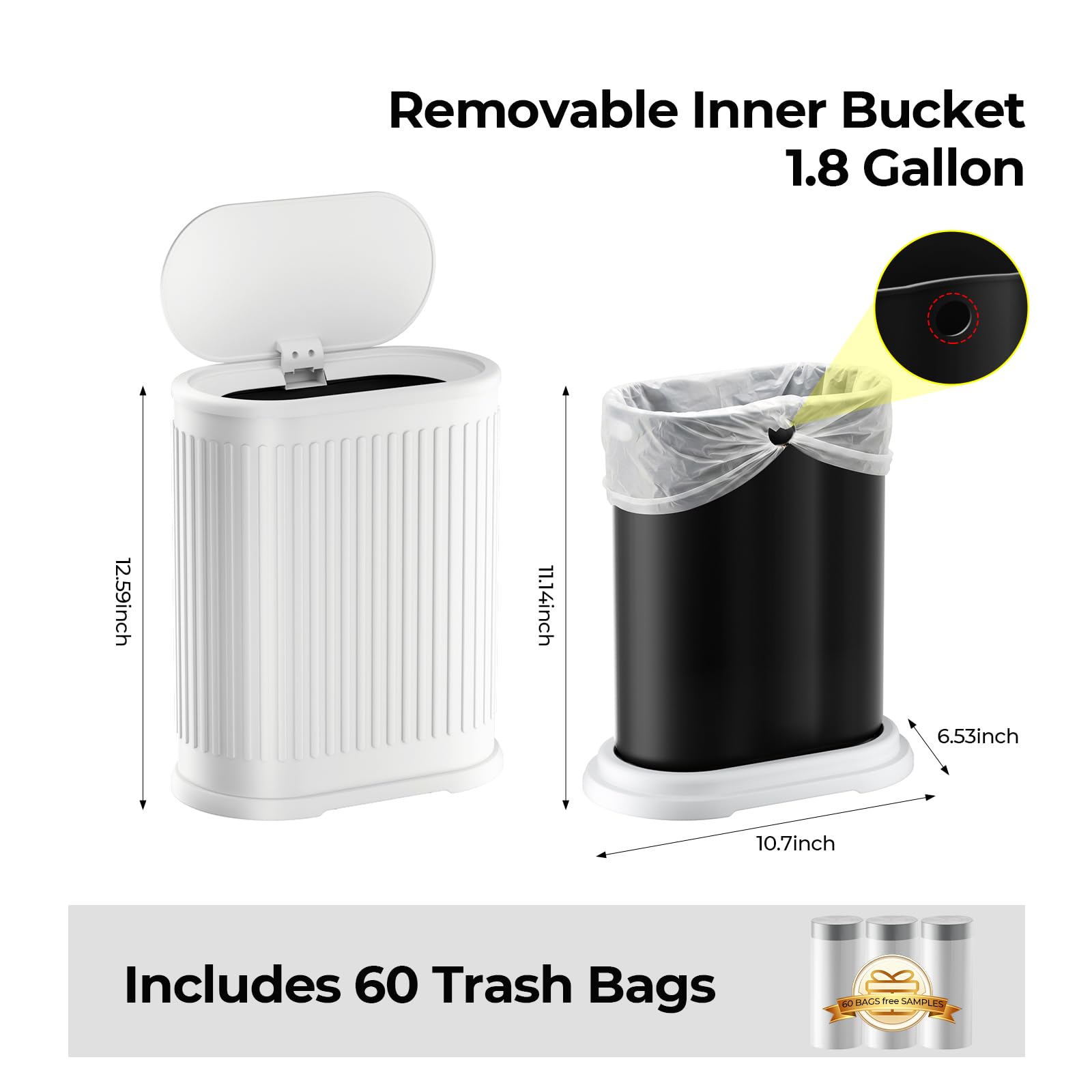 Figella removable inner bucket makes bag changes quick and clean