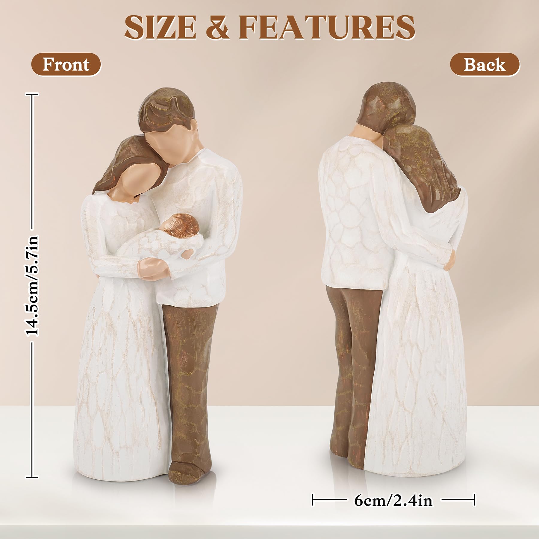 Fighting to Achieve family three-figurine showcases a warm, loving trio.