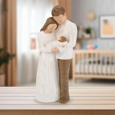 Fighting to Achieve mother-dad-child pose highlights tenderness.
