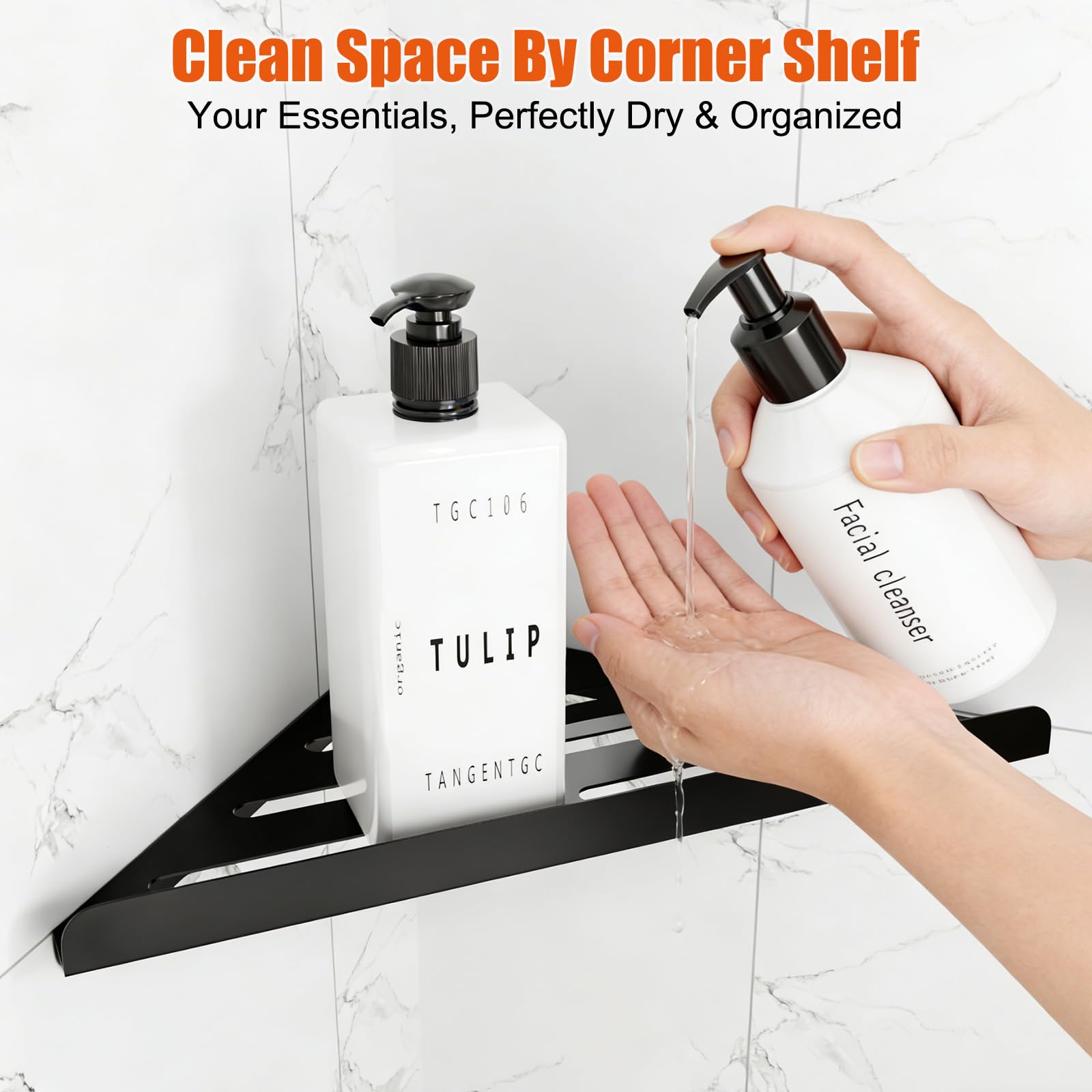 Fikoksol black metal corner shelf shows rustproof, durable finish for bathrooms.