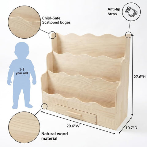 FIKSG natural wood finish highlights durable construction for energetic toddlers.