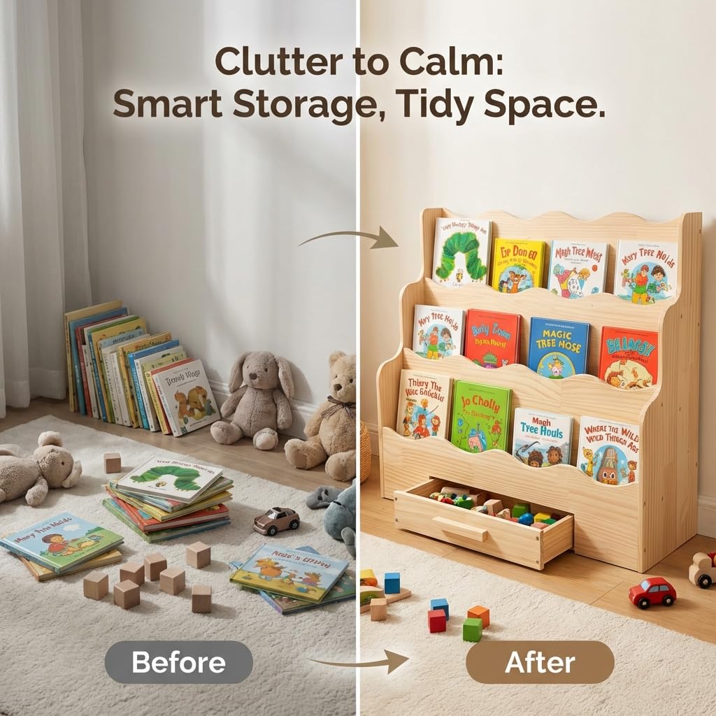 FIKSG versatile shelf grows with your child from toddler to budding reader.