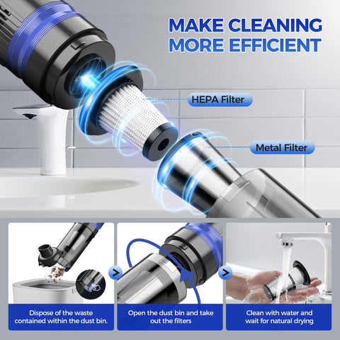 Filigo metal and HEPA filters trap dust and hair effectively