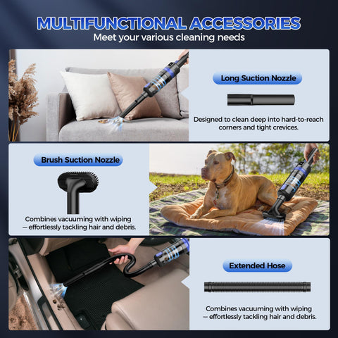Filigo MAX suction mode demonstrates deep cleaning on carpet and upholstery