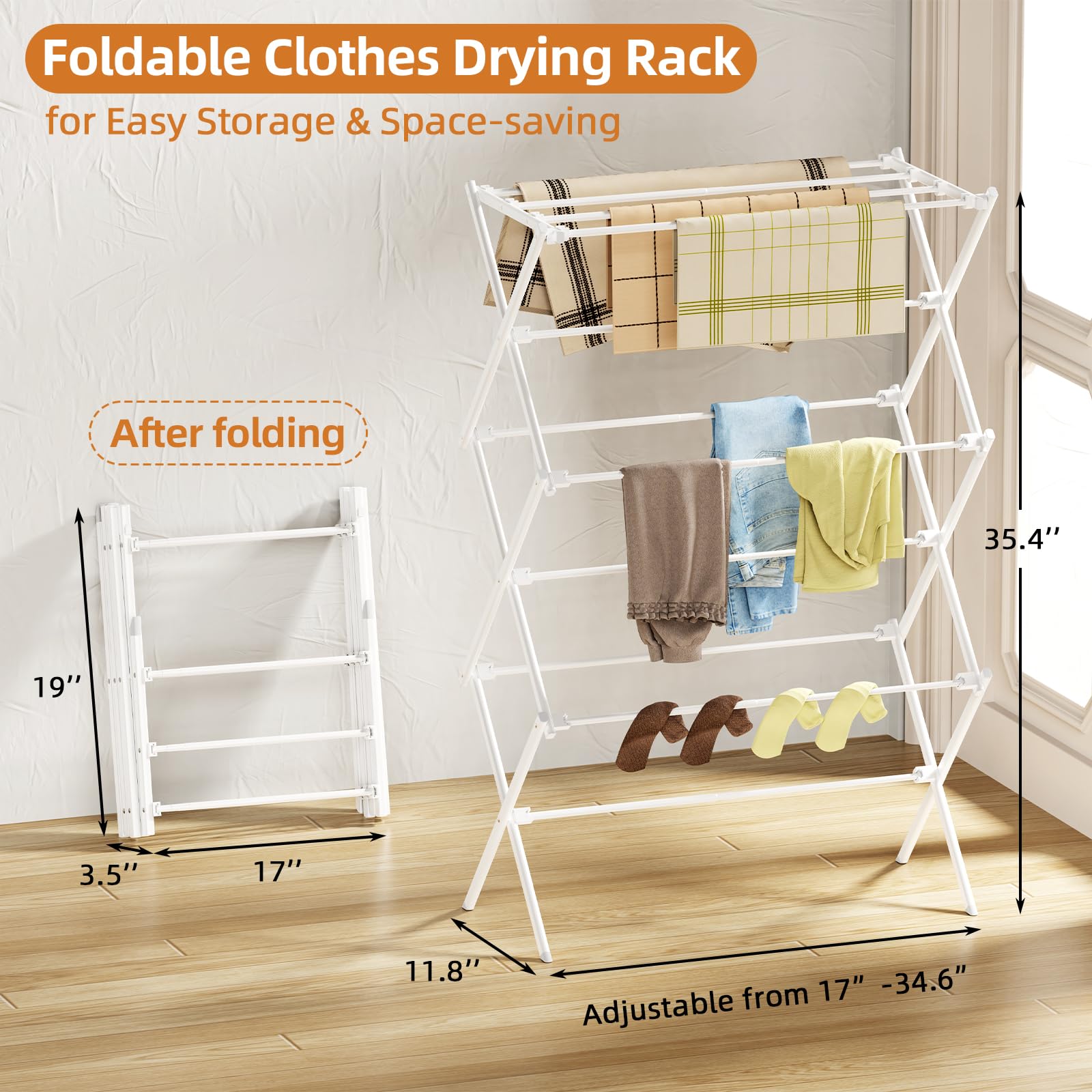 FILROUG drying rack sturdy construction provides stable support for multiple garments.
