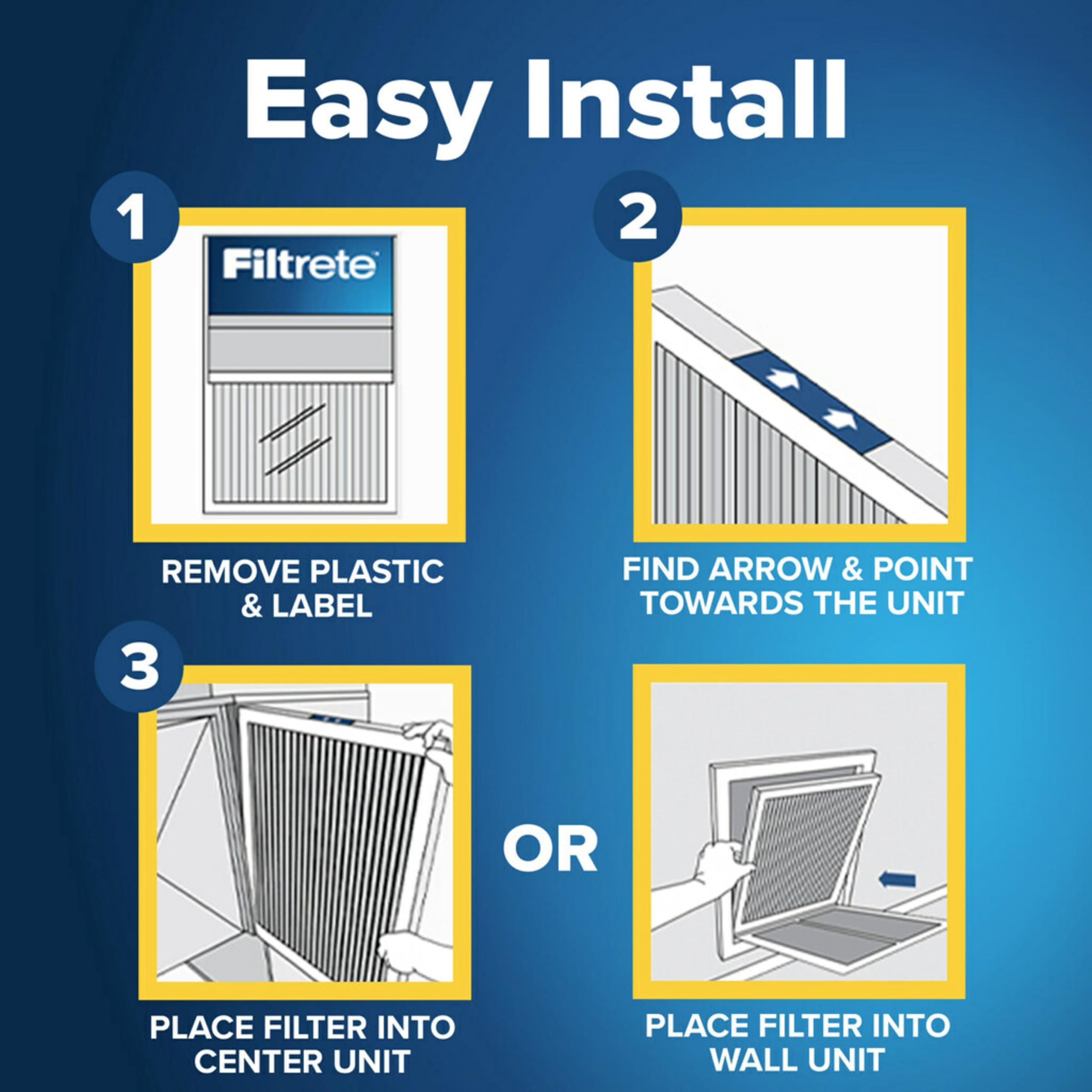 Filtrete filter installed in HVAC unit for easy replacement.