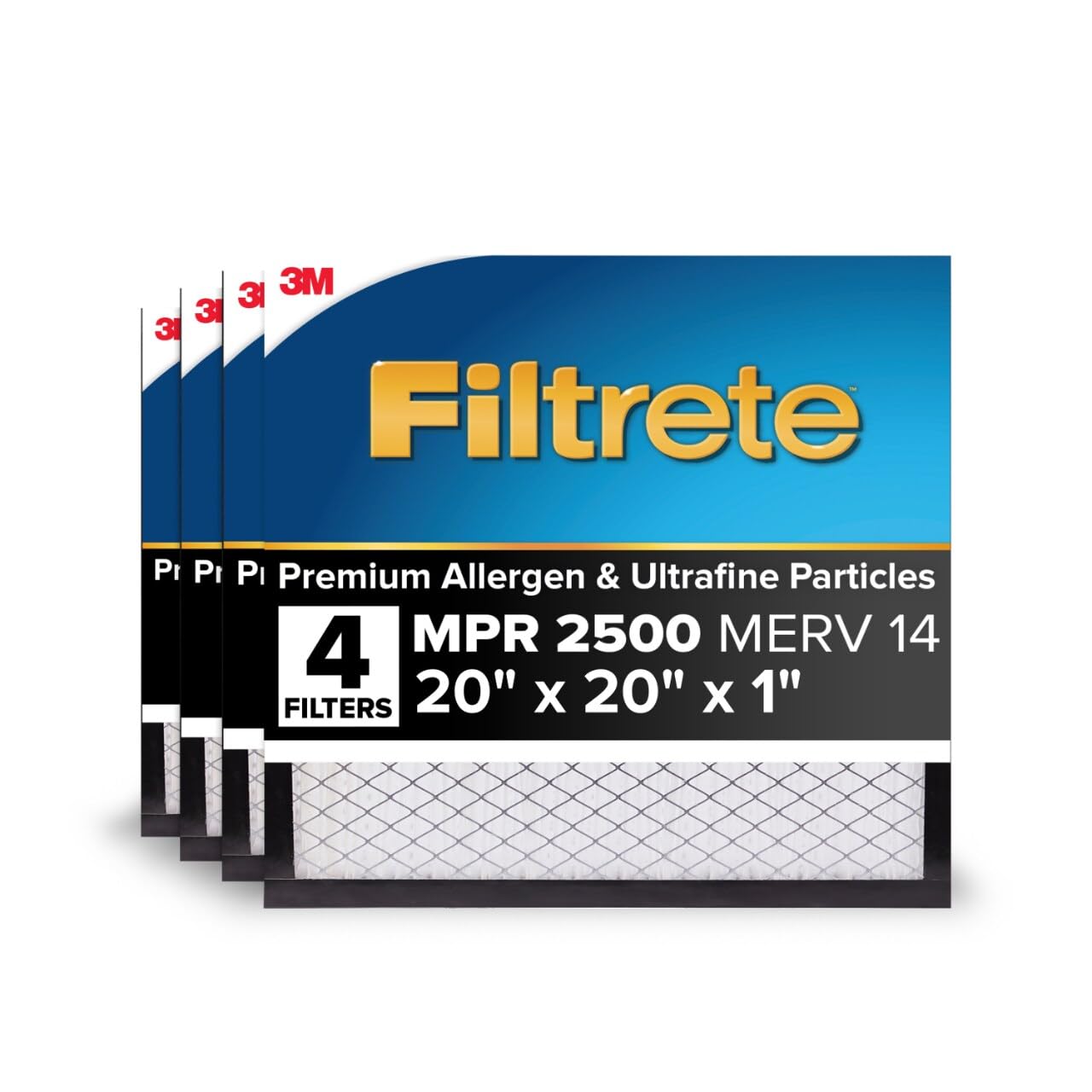 Filtrete 2500 MPR filter packaging showing premium allergen filtration.