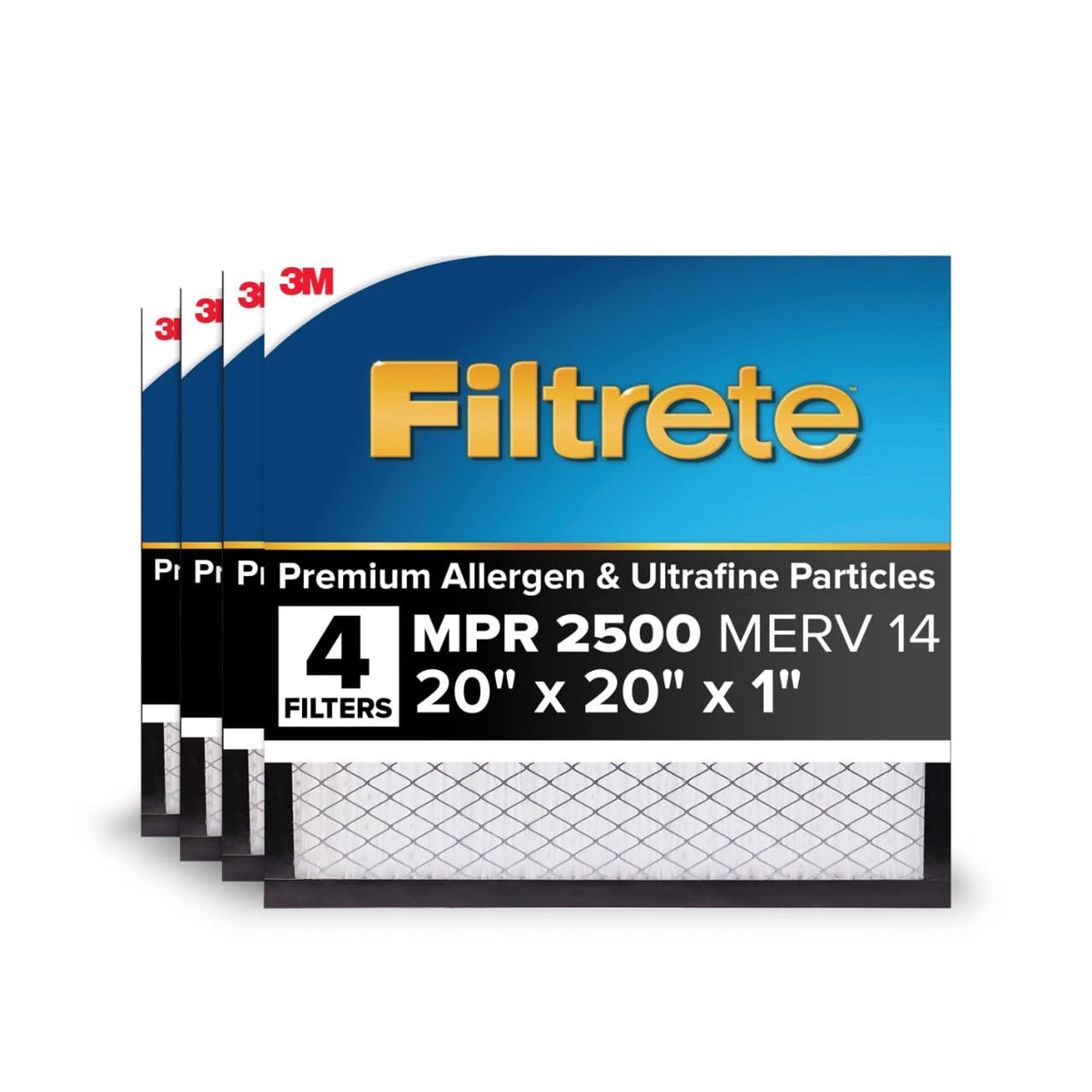 Filtrete 2500 MPR filter packaging showing premium allergen filtration.