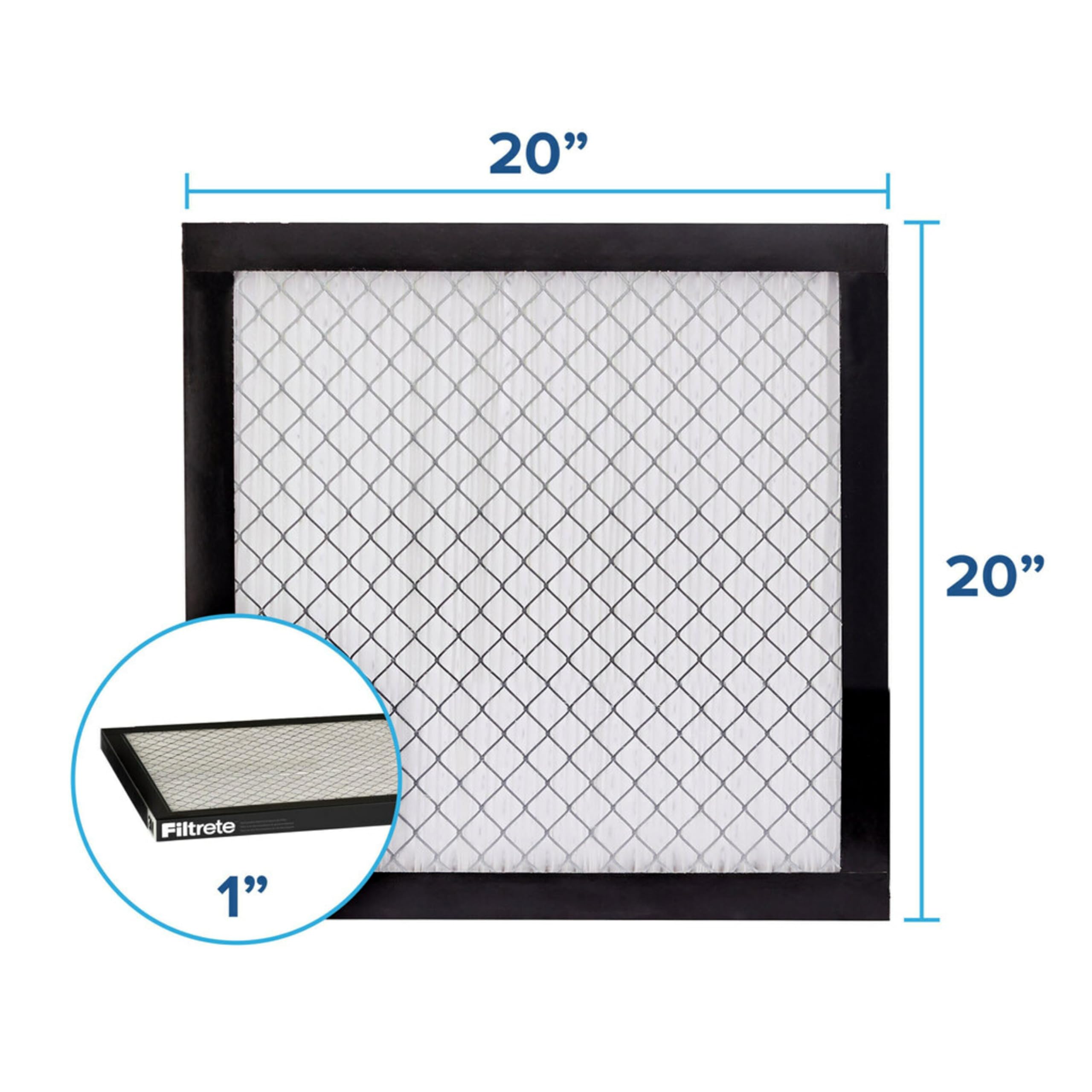 Filtrete 2500 MPR pleated filter close-up highlighting high particle capture.