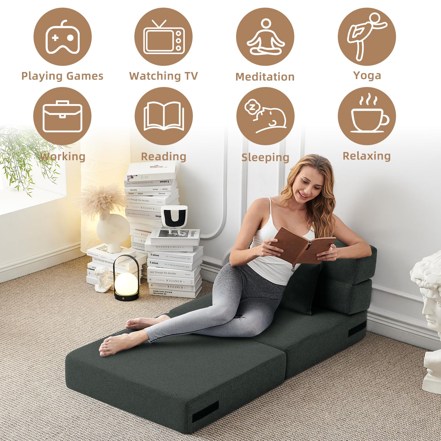 FILUXE chair to bed conversion in action shows quick setup.
