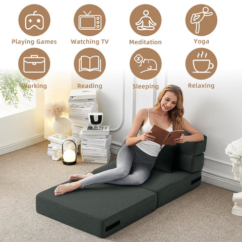 FILUXE chair to bed conversion in action shows quick setup.