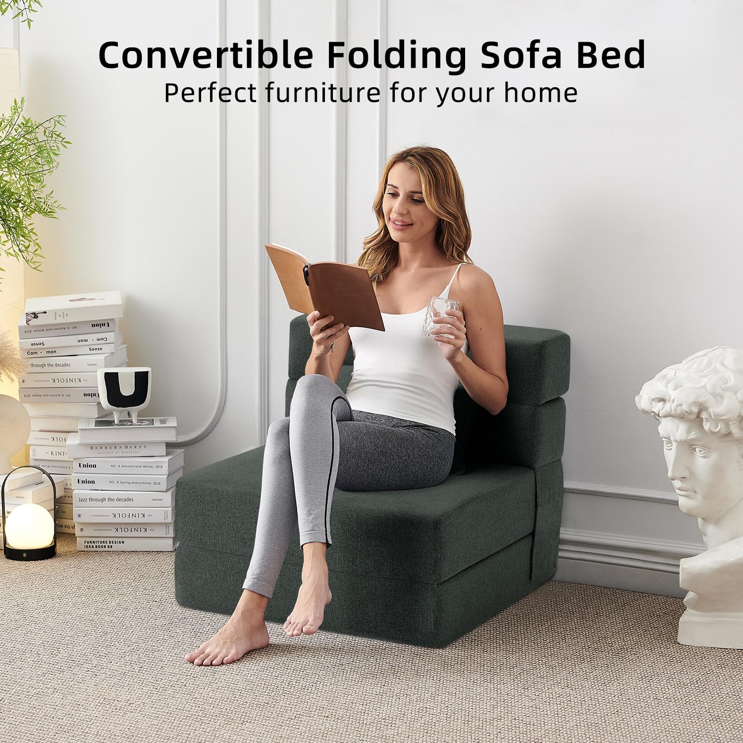 FILUXE sofa bed in living space shows versatile use for apartments.