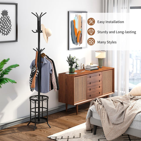 Sturdy metal base provides balanced support for heavy coats.