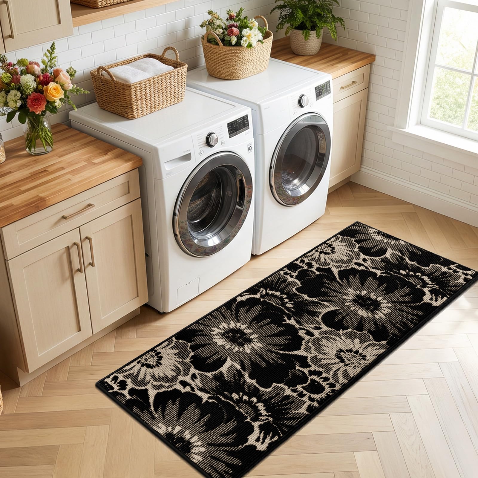 Findosom versatile rug for kitchen, entry, laundry, or bedroom.