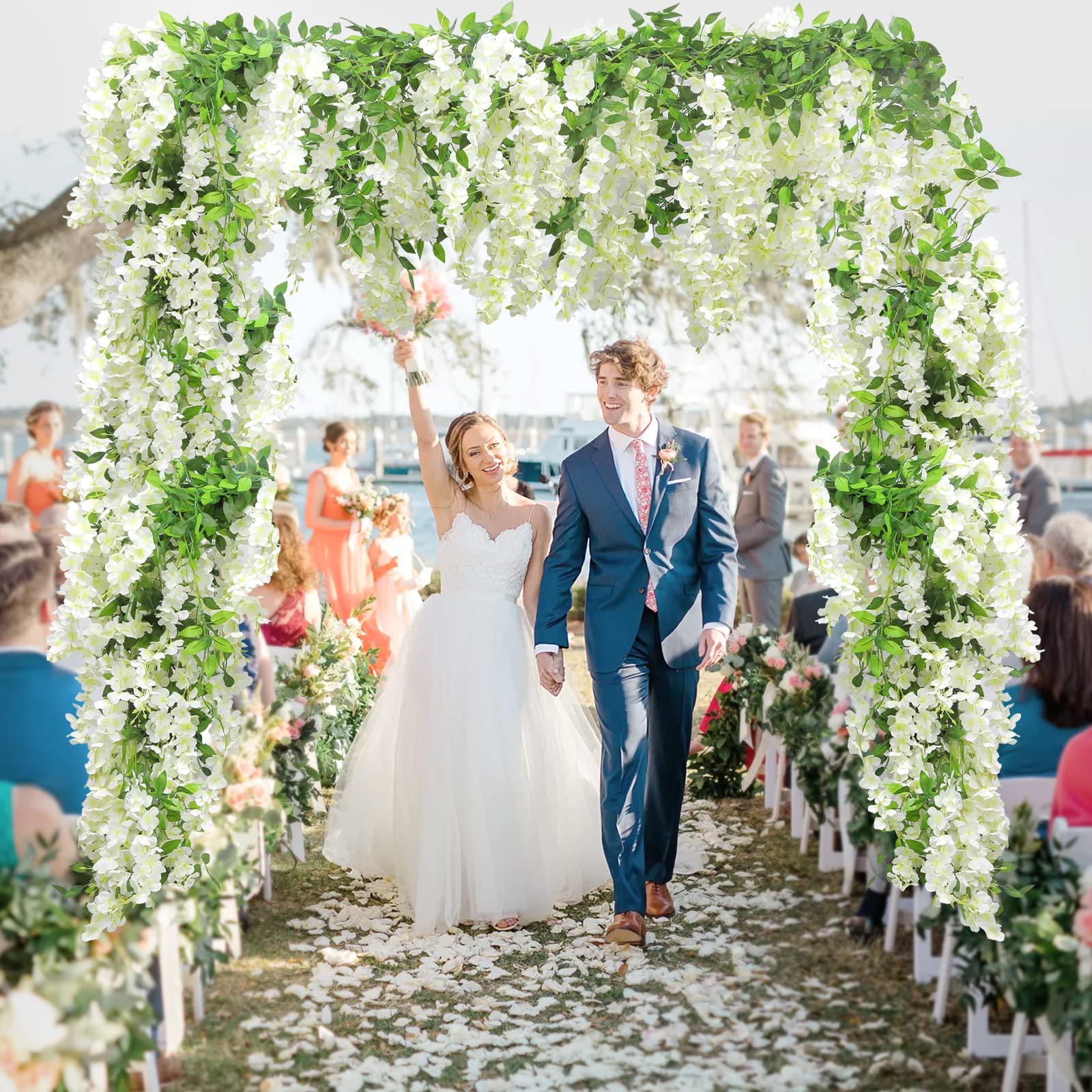 Findosom Wisteria garland handmade with realistic petals for elegant displays.
