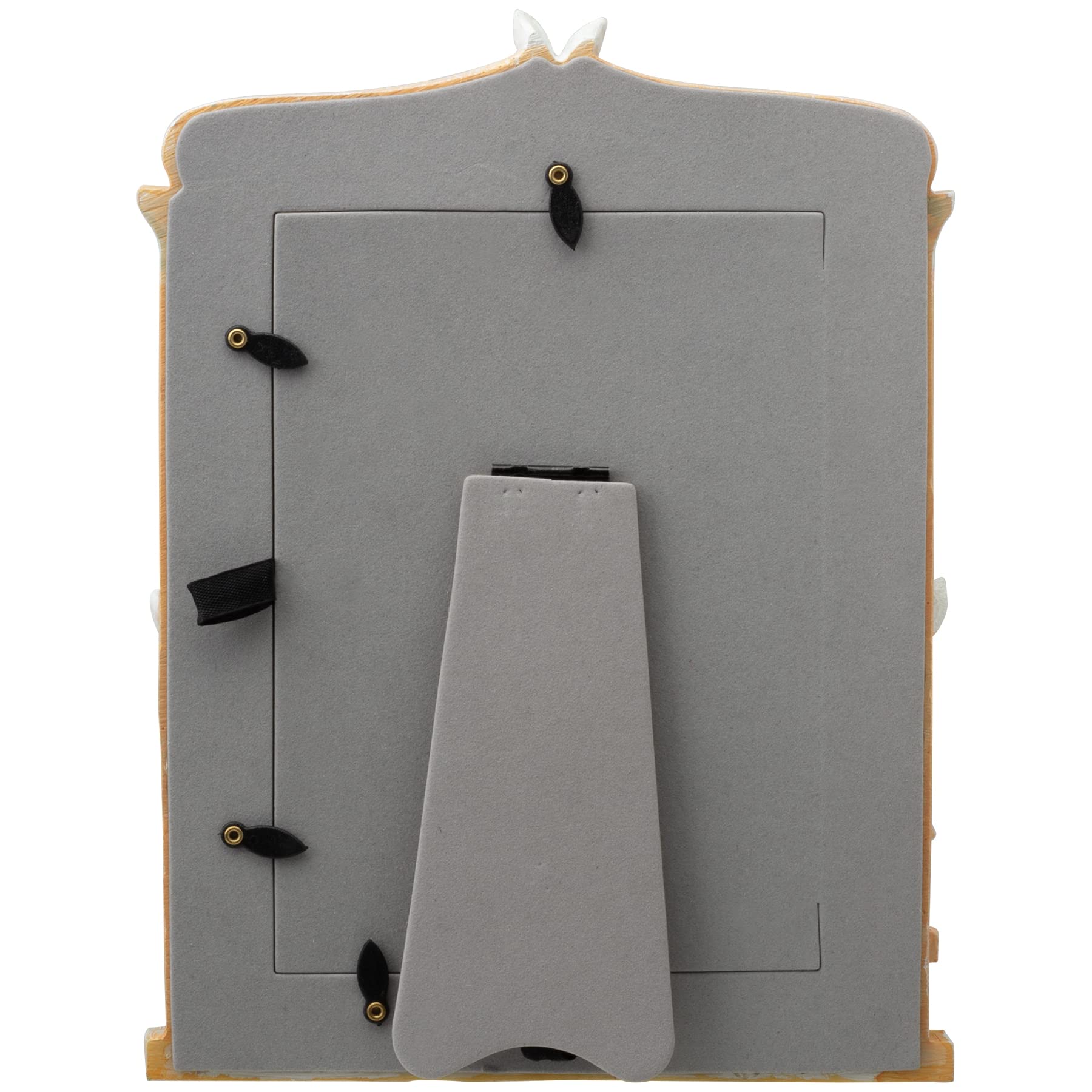 Twist fasteners on the back simplify photo replacement and personalization