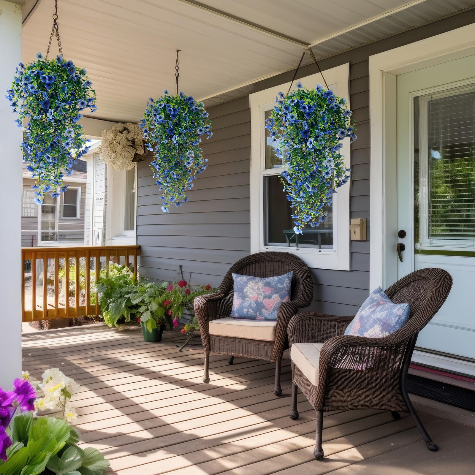 FineCheer UV and waterproof outdoor hanging flowers for year-round spring vibes