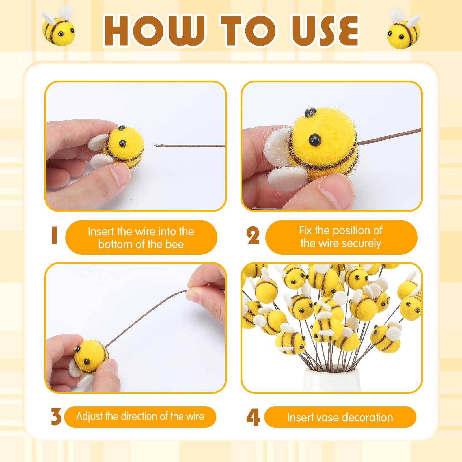 FineCheer closeup shows soft felt texture and three-dimensional bees.