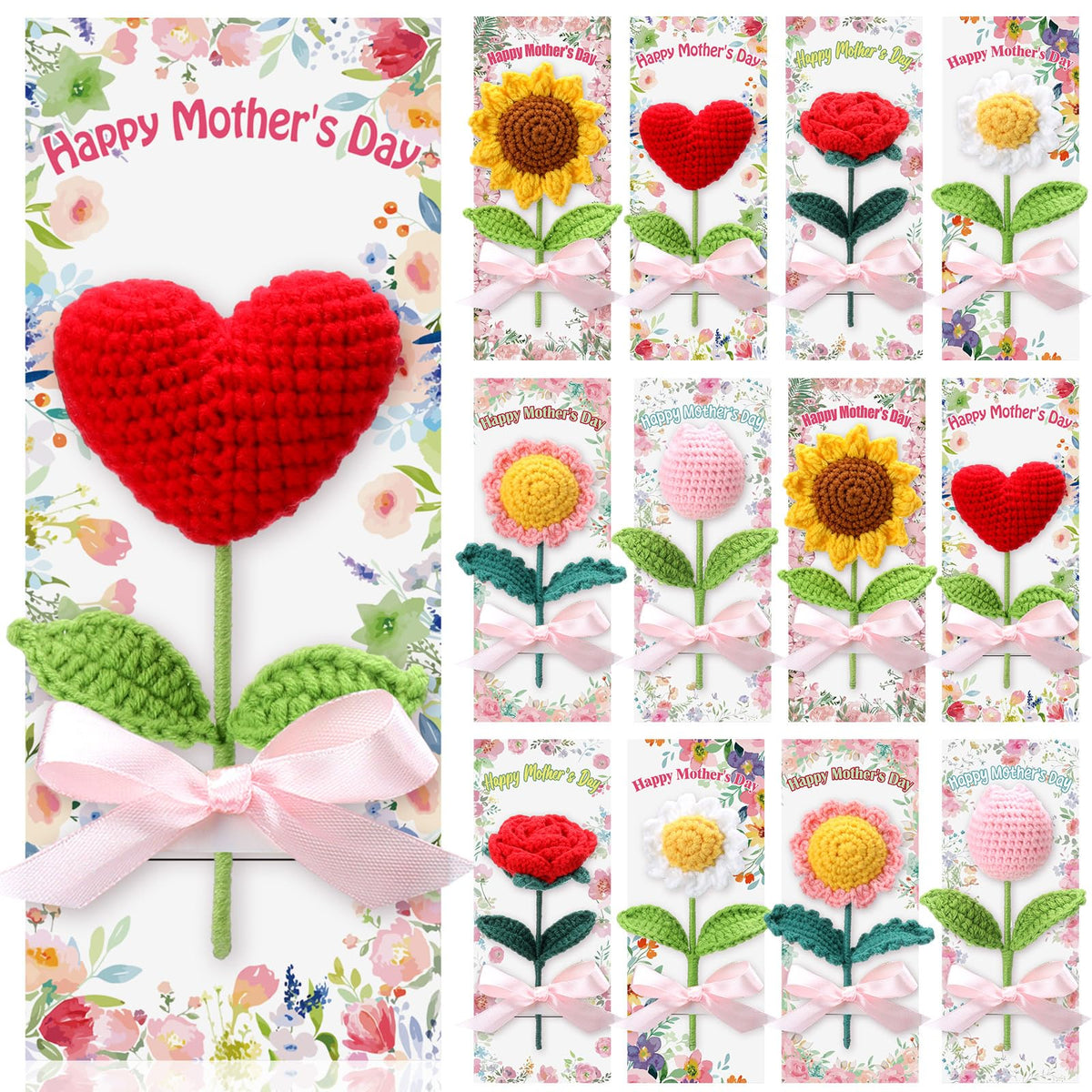 FineCheer crochet flowers in multicolor for a gift-ready look