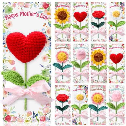 FineCheer crochet flowers in multicolor for a gift-ready look