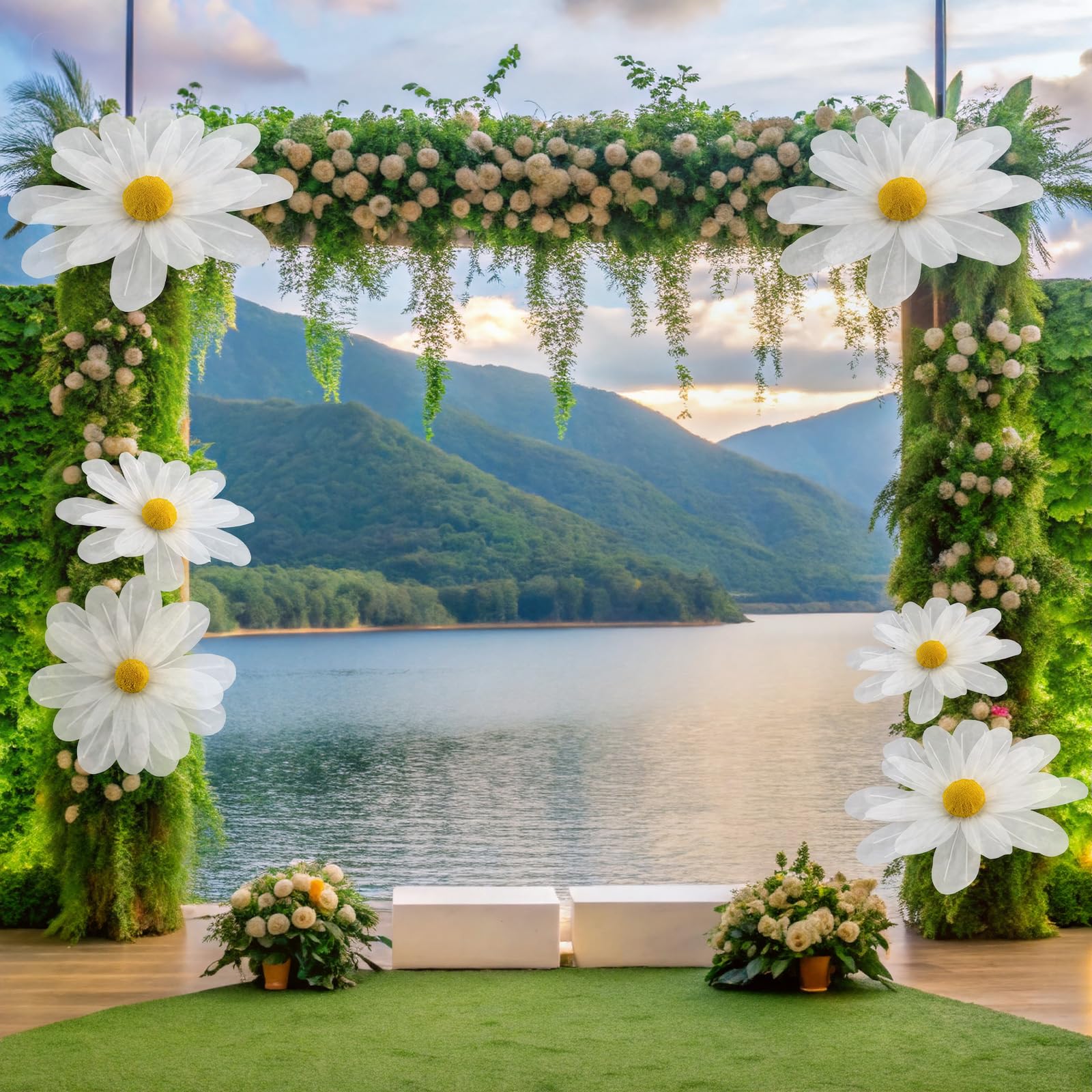 FineCheer daisy backdrop for banquet and party setups.