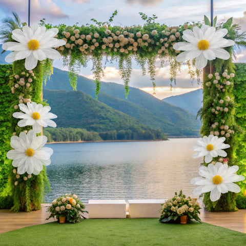 FineCheer daisy backdrop for banquet and party setups.