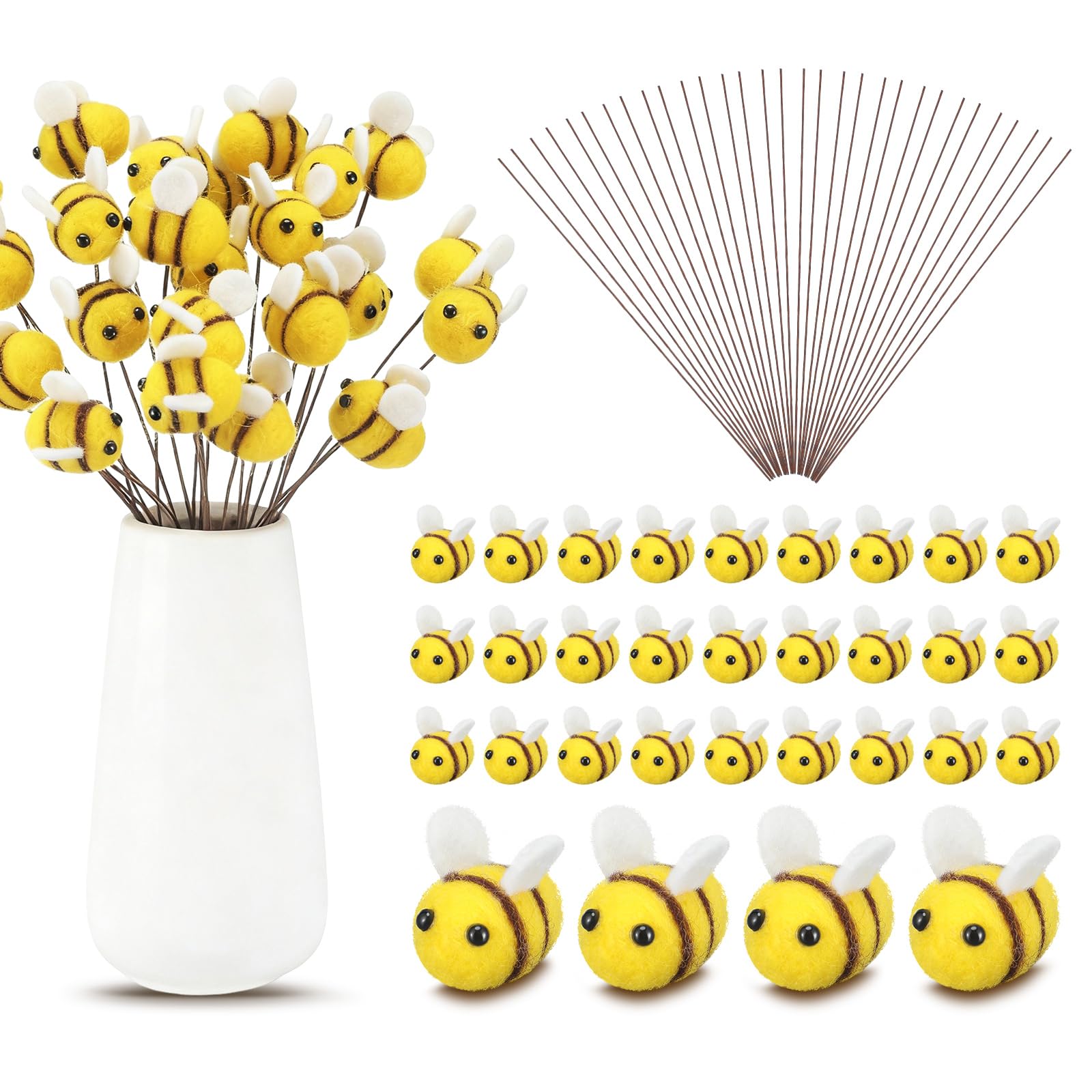 FineCheer felt bees 30-pack for centerpieces and vase accents.