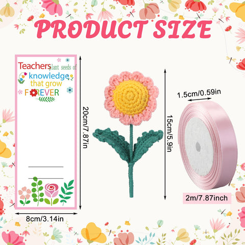 FineCheer personalized cards accompanying crochet flowers for educators