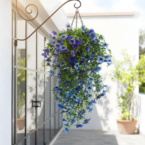 FineCheer outdoor hanging plants with five stems and textured leaves for 3D realism