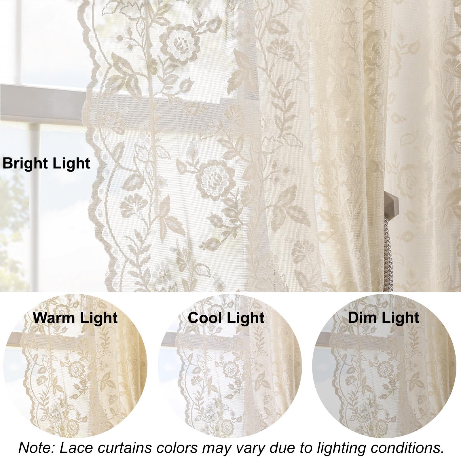 FINECITY bedroom ambiance with beige lace curtains
