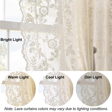 FINECITY bedroom ambiance with beige lace curtains