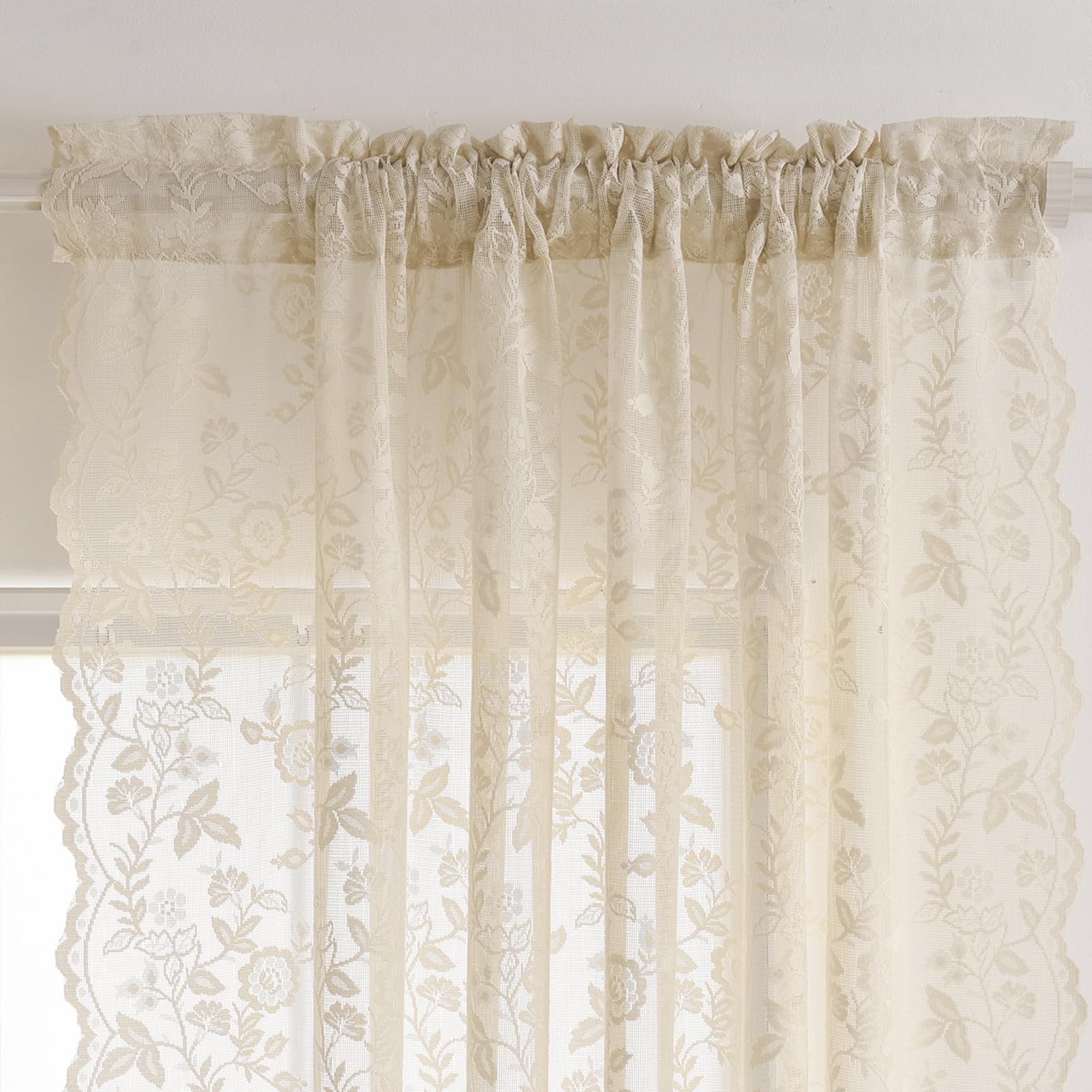 FINECITY branch leaf beige lace design adds vintage charm