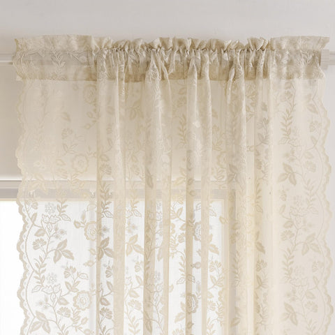 FINECITY branch leaf beige lace design adds vintage charm